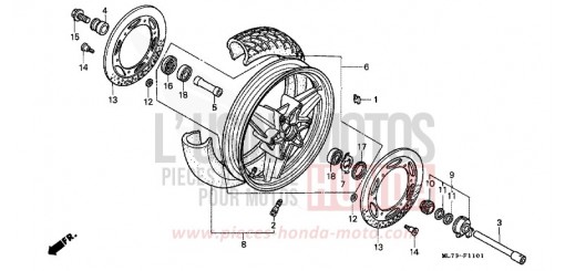 FRONT WHEEL (2) VFR750FK de 1989